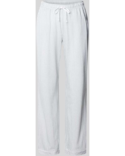 S.oliver Pyjama-Hose aus Baumwoll-Viskose-Mix mit Streifenmuster - Weiß