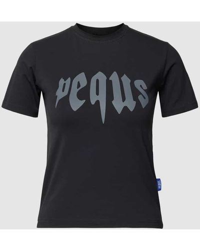 Pequs T-Shirt mit Label-Print - Schwarz