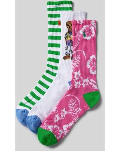 Polo Ralph Lauren Socken mit Motiv-Stitching im 3er-Pack - Pink