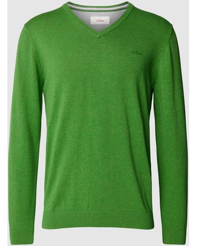 S.oliver Gebreide Pullover Met V-hals - Groen