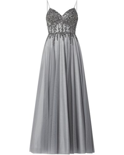 Unique Abendkleid aus Tüll mit Pailletten - Grau