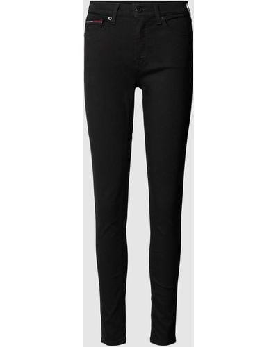 Tommy Hilfiger Mid Rise Skinny Fit Jeans mit Label-Patch Modell 'NORA' - Schwarz