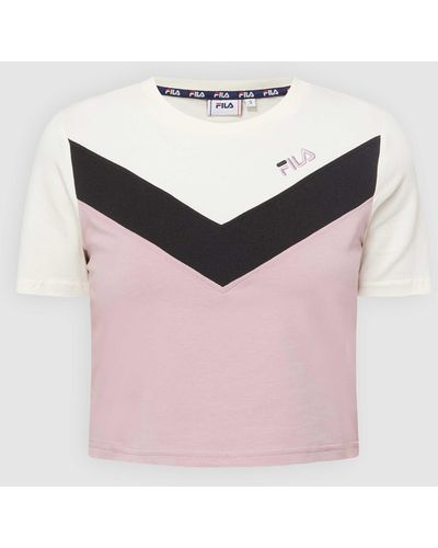 Fila Cropped T-Shirt aus Baumwoll-Elasthan-Mix Modell 'Biella' - Pink