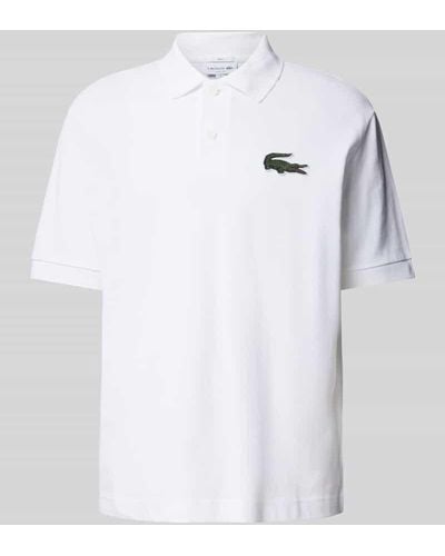 Lacoste Loose Fit Poloshirt mit Logo-Patch - Weiß