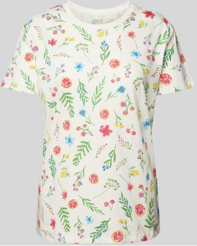 Jake*s T-Shirt mit floralem Print - Grau
