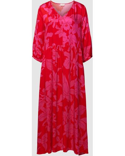 Milano Italy Midi-jurk Met Bloemenprint - Rood