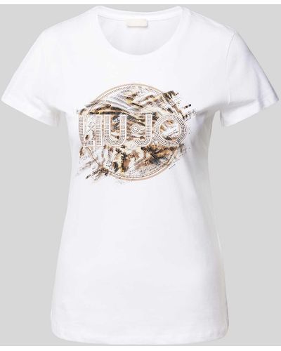 Liu Jo T-Shirt mit Label-Strasssteinbesatz - Weiß