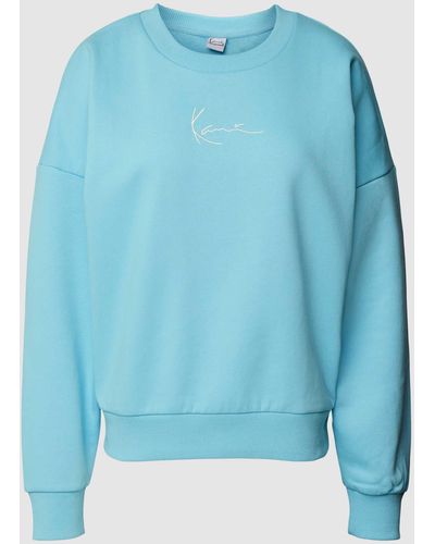 Karlkani Sweatshirt mit Label-Stitching Modell 'Woven' - Blau