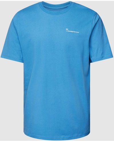 Knowledge Cotton T-shirt Met Labelprint - Blauw