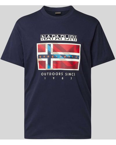 Napapijri T-Shirt mit Rundhalsausschnitt Modell 'BIG FLAG' - Blau
