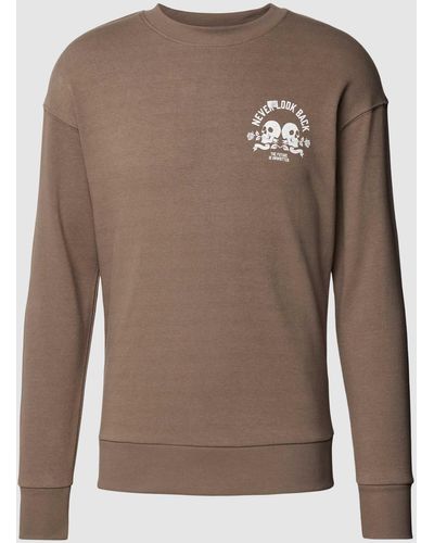 Jack & Jones Sweatshirt Met Motiefprint - Bruin