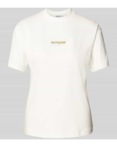 Sixth June T-Shirt mit Label-Print Modell 'AZULEJOS' - Natur