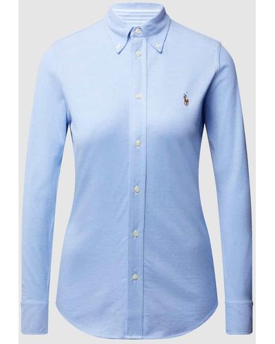 Polo Ralph Lauren Skinny Fit Bluse aus Piqué - Blau