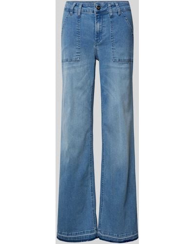 Milano Italy Wide Leg Jeans mit Ziernähten - Blau