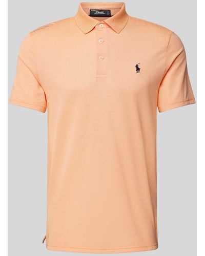 Polo Ralph Lauren Tailored Fit Poloshirt Met Labelstitching - Oranje