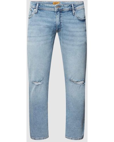 Jack & Jones PLUS SIZE Jeans im Destroyed-Look Modell 'GLENN' - Blau