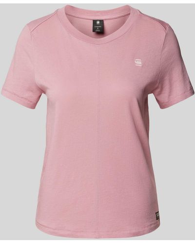 G-Star RAW T-Shirt mit Label-Details Modell 'Front seam' - Pink