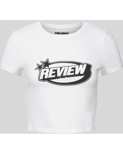 Review Cropped T-Shirt mit Label-Print - Grau