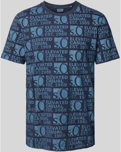 S.oliver T-shirt Met All-over Labelprint - Blauw