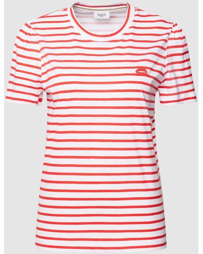 Saint Tropez T-shirt Met Streepmotief - Roze