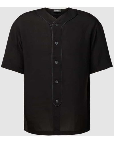 Emporio Armani Comfort Fit Freizeithemd mit 1/2-Arm - Schwarz