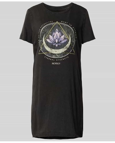 ONLY T-Shirt-Kleid mit Motiv-Print Modell 'LUCY LIFE' - Schwarz