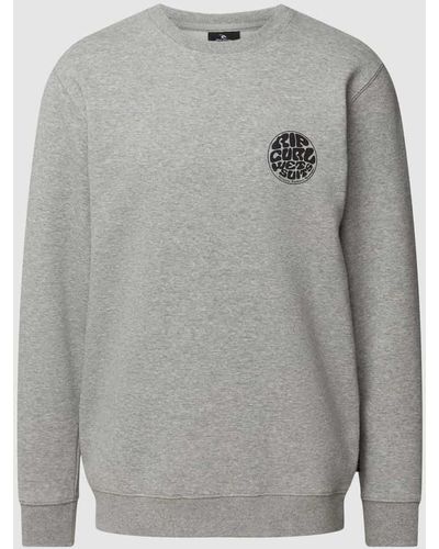 Rip Curl Sweatshirt mit Rundhalsausschnitt Modell 'WETSUIT ICON' - Grau