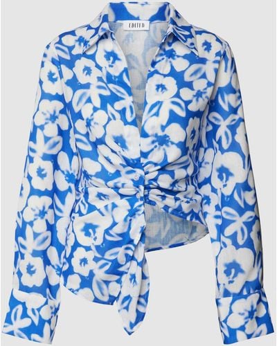 EDITED Bluse mit Allover-Print Modell 'Rosina' - Blau