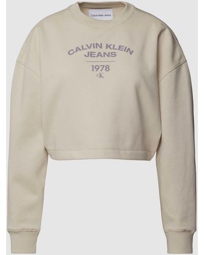 Calvin Klein Sweatshirt mit Label-Print Modell 'VARSITY' - Natur