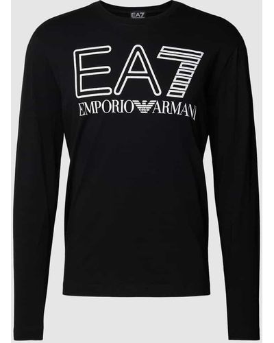 EA7 Longsleeve mit Label- und Logo-Print - Schwarz