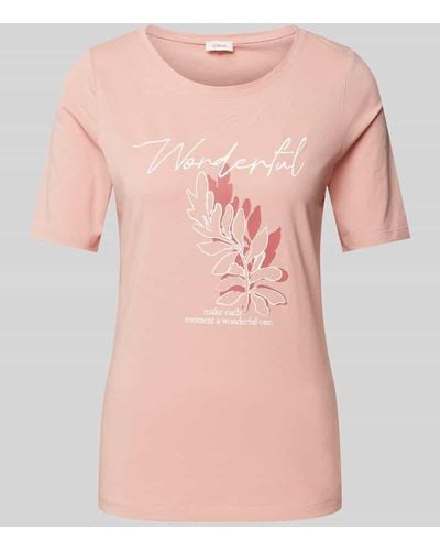 S.oliver T-Shirt mit Rundhalsausschnitt Modell 'Wechsel' - Pink