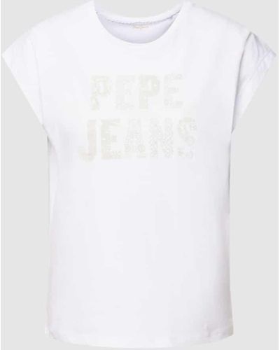 Pepe Jeans T-Shirt mit Label-Print Modell 'OLA' - Weiß