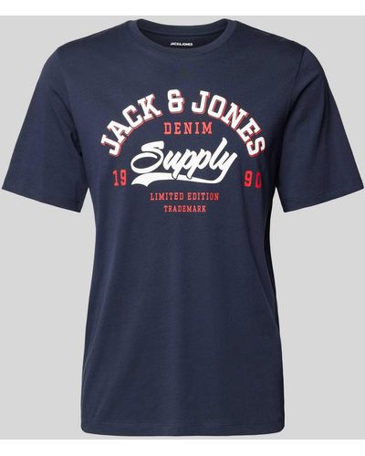 Jack & Jones T-Shirt mit Label-Print - Blau