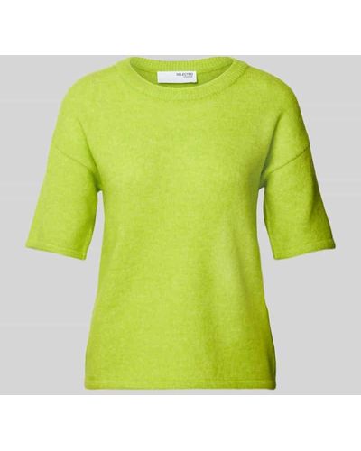 SELECTED Strickshirt mit Rundhalsausschnitt Modell 'MALINE-LILIANA' - Grün