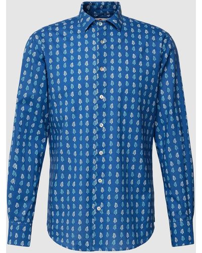 Mc2 Saint Barth Shirt Met All-over Bloemenmotief - Blauw