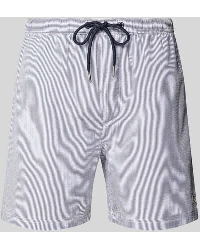 Bruun & Stengade Regular Fit Badehose mit Label-Detail Modell 'BAHIA' - Blau