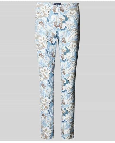 Gardeur Slim Fit Stoffhose mit floralem Allover-Muster Modell 'ZENE14' - Blau