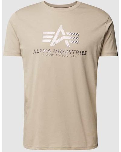 Alpha Industries T-Shirt mit Label-Print - Natur