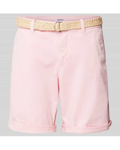 Esprit Regular Fit Shorts mit Gürtel - Pink