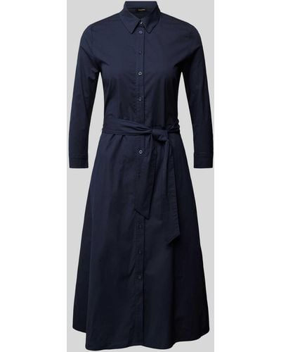 MORE&MORE Midi-jurk Met Strikceintuur - Blauw