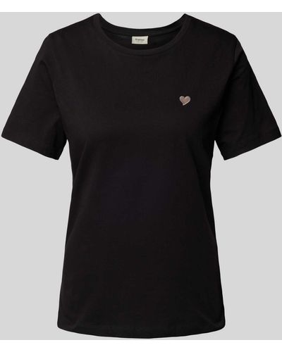 Fransa T-Shirt mit Motiv-Stitching Modell 'heart' - Schwarz
