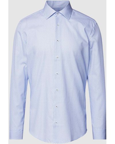 Seidensticker Slim Fit Zakelijk Overhemd Met All-over Motief - Blauw
