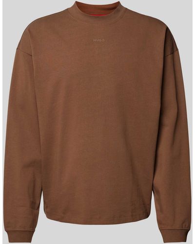 HUGO Sweatshirt mit Label-Detail Modell 'Daposo' - Braun