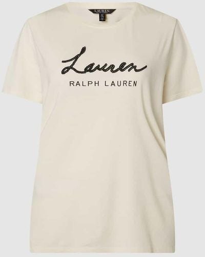 Ralph Lauren PLUS SIZE T-Shirt mit Logo-Stickerei Modell 'Katlin' - Natur