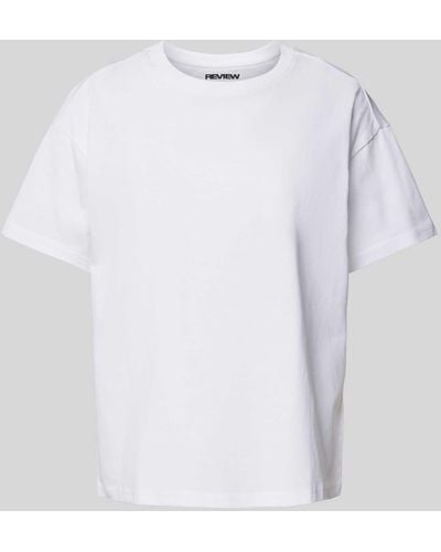 Review T-Shirt mit überschnittenen Schultern - Weiß