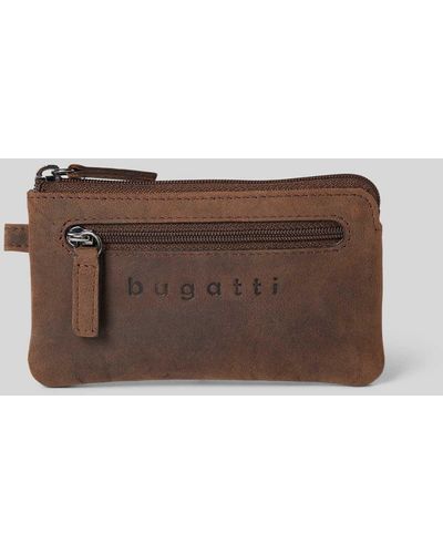 Bugatti Sleuteletui Van Leer Met Labeldetails - Bruin