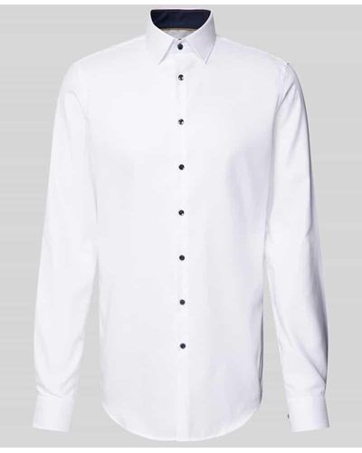 Jake*s Slim Fit Business-Hemd aus Two Ply mit extra langem Arm - Weiß