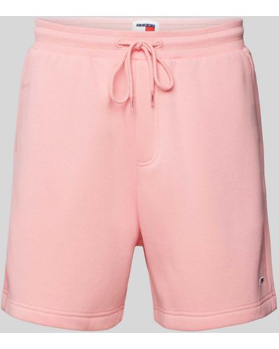 Tommy Hilfiger Regular Fit Sweatshorts mit Logo-Patch Modell 'BEACH' - Pink