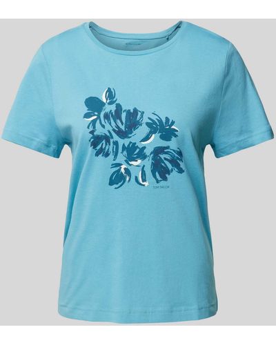 Tom Tailor T-Shirt mit floralem Print - Blau