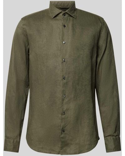 Seidensticker Slim Fit Leinenhemd mit Kentkragen - Grün